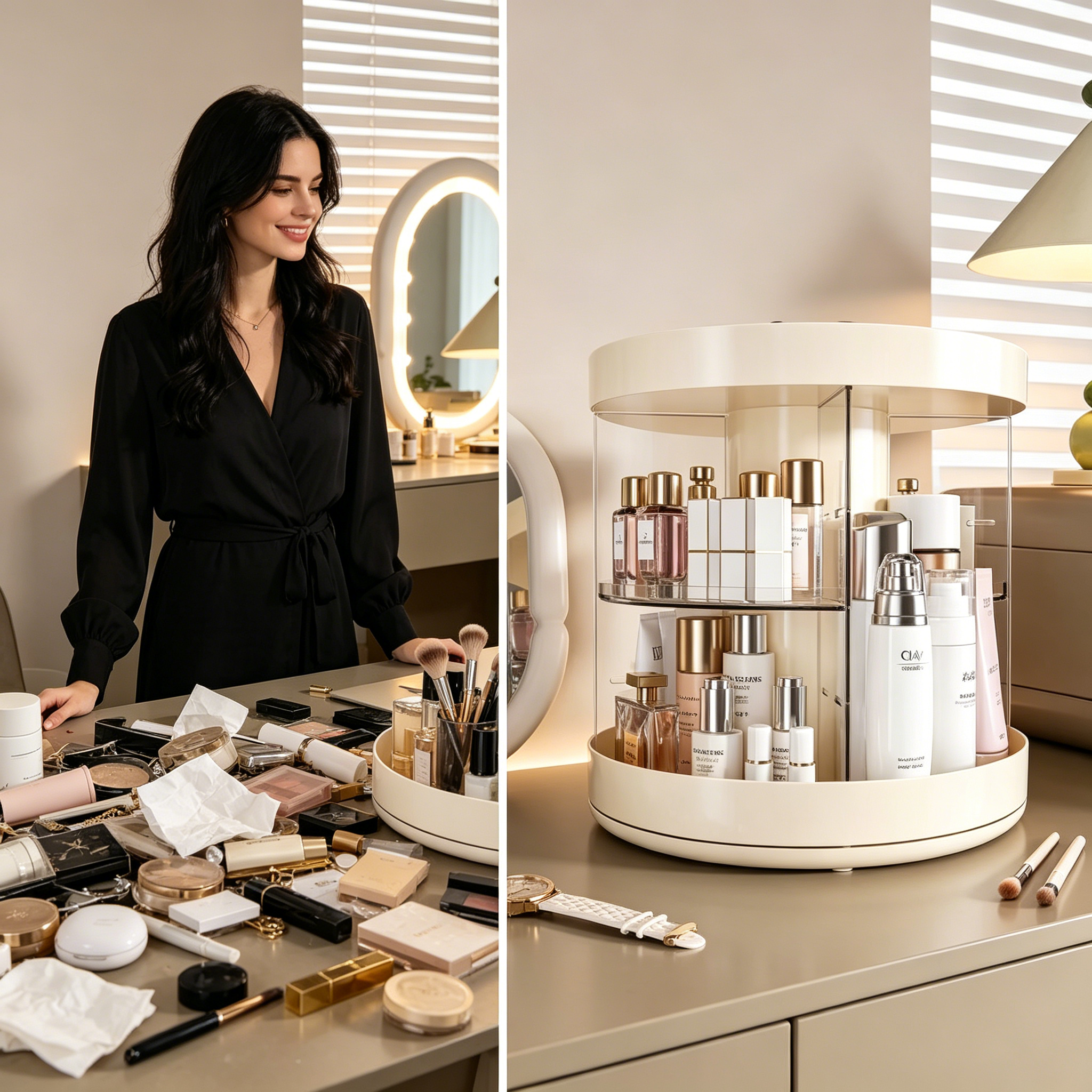 Rotating Layered Makeup Organi - Luxury Skincare Display บทวิจารณ์และราคา